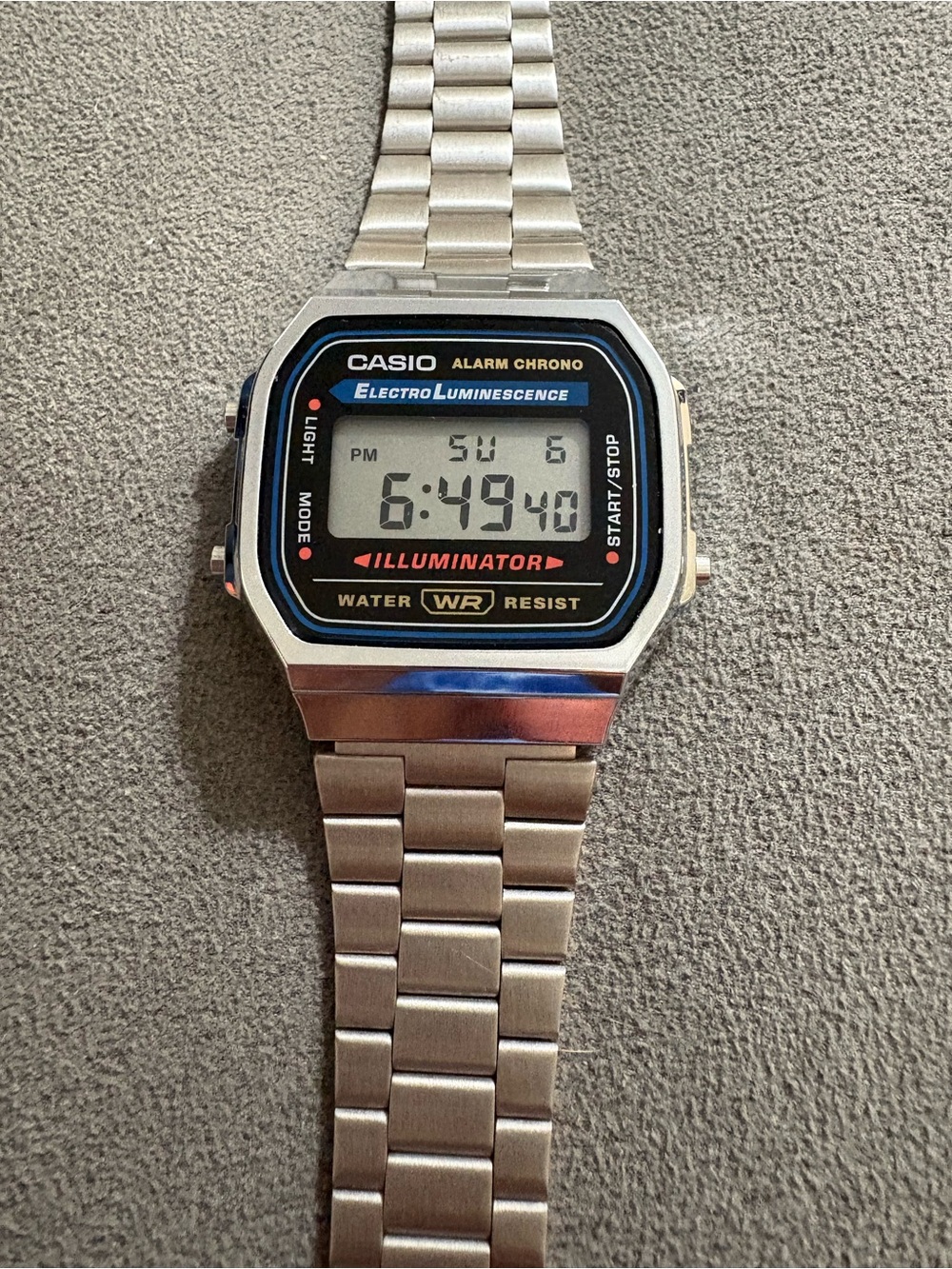 Casio A168W-1 Classic Digital Watch Chronograph Alarm Day/Time Illuminator Stnls